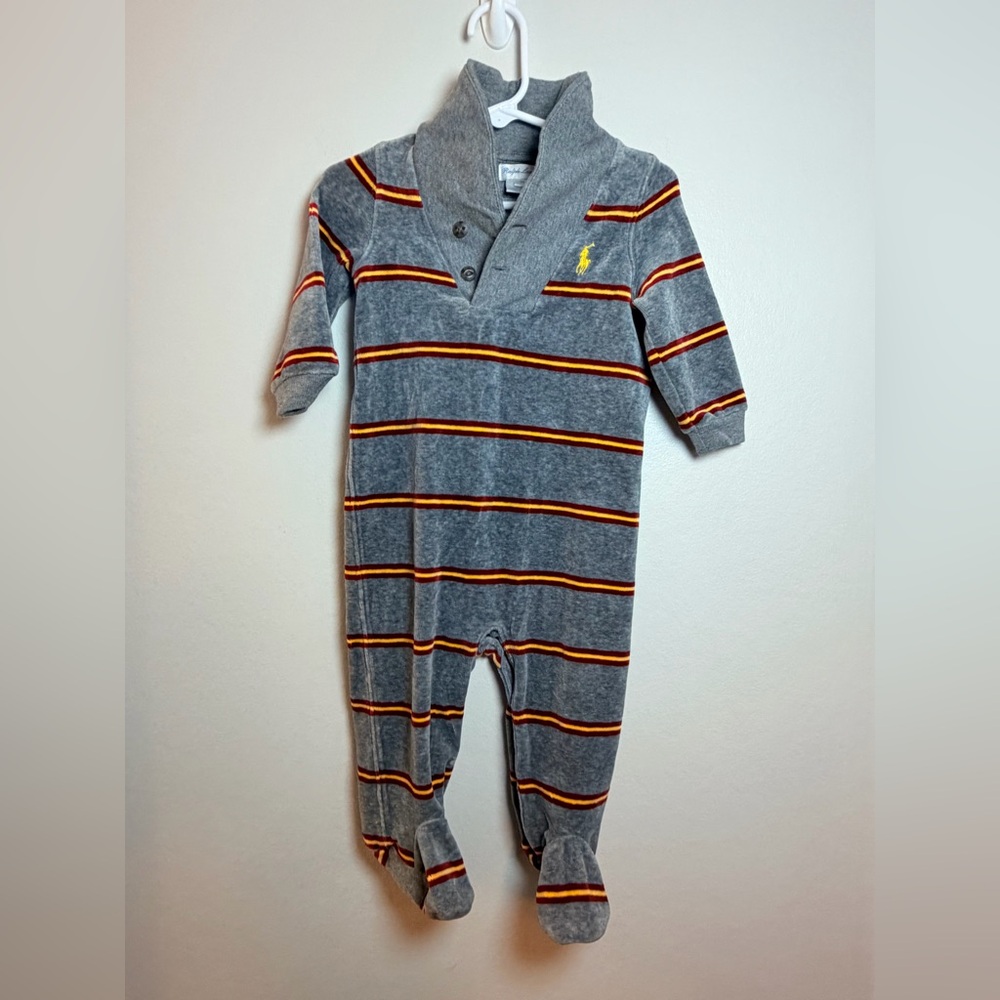 Ralph Lauren Velour Harry Potter Striped Footed Coverall - Size 9 Months